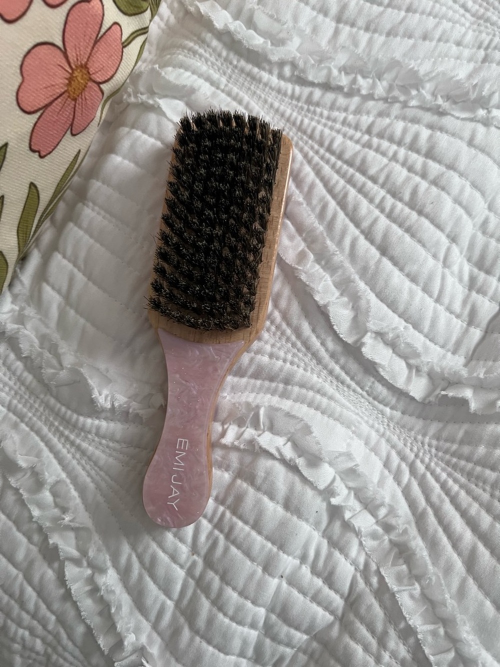 Emi Jay Pink Marble Hair Brush with Dark Bristles